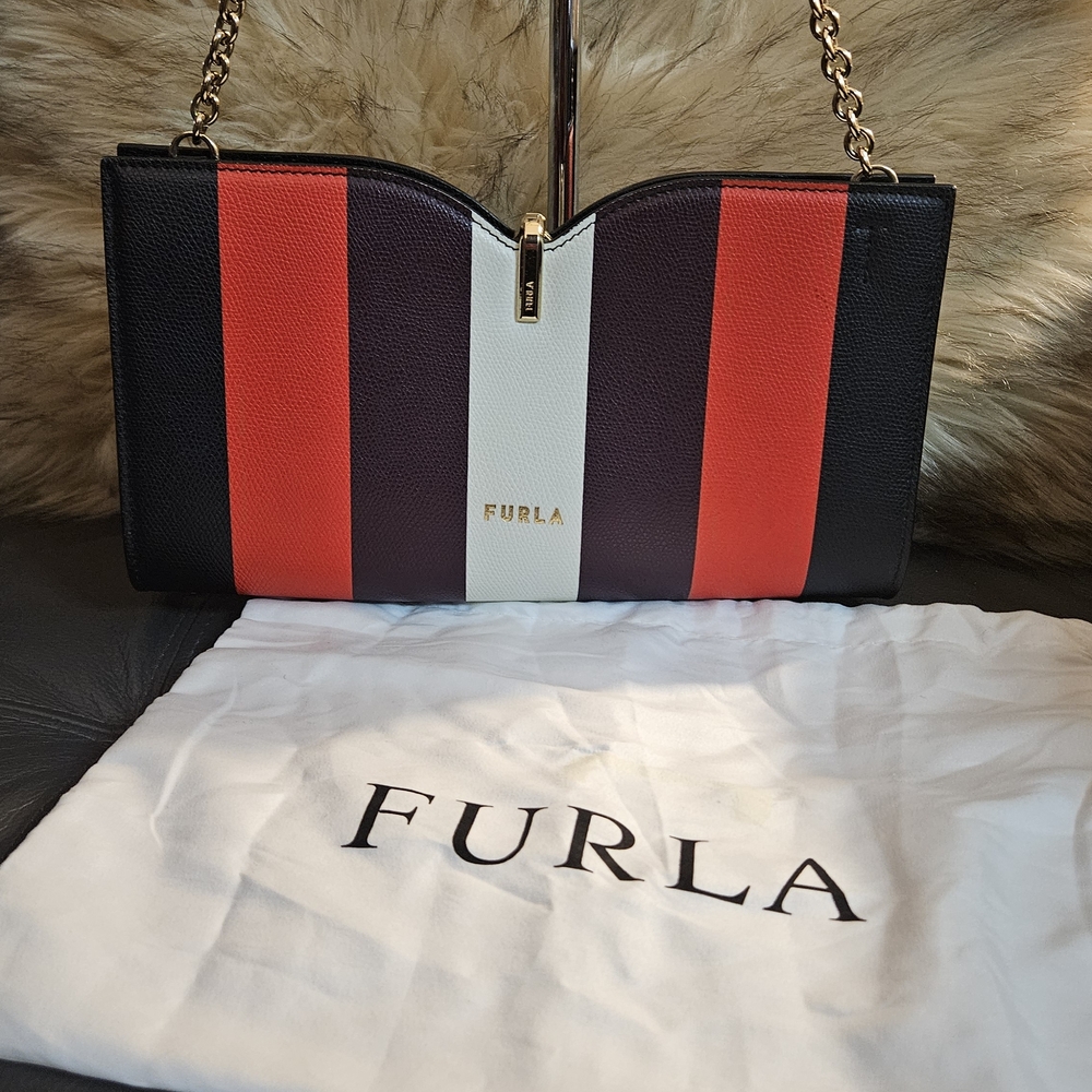 Furla Striped Red, Black, and White Shoulder Bag - Picture 2 of 7